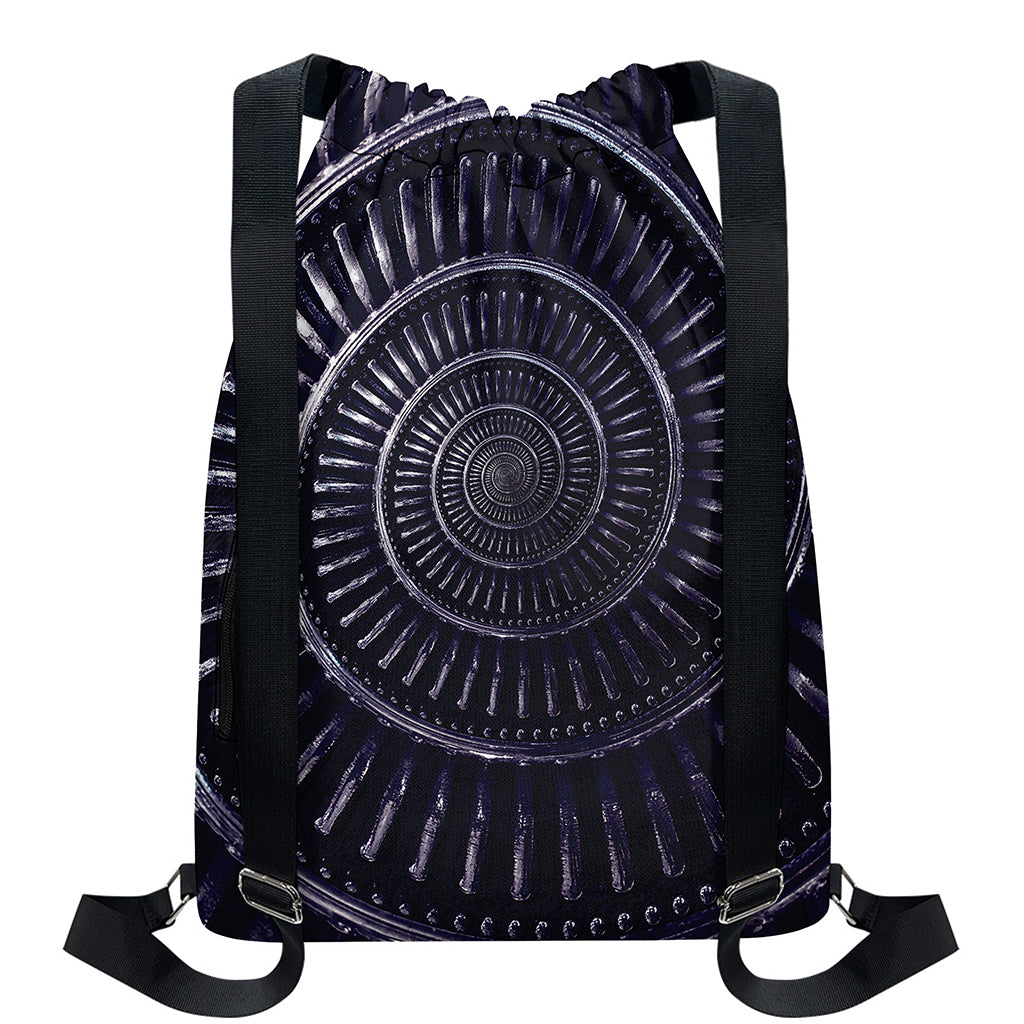 Dark Navy Metal Spiral Print Drawstring Backpack