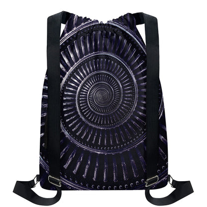 Dark Navy Metal Spiral Print Drawstring Backpack