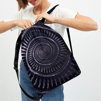 Dark Navy Metal Spiral Print Drawstring Backpack