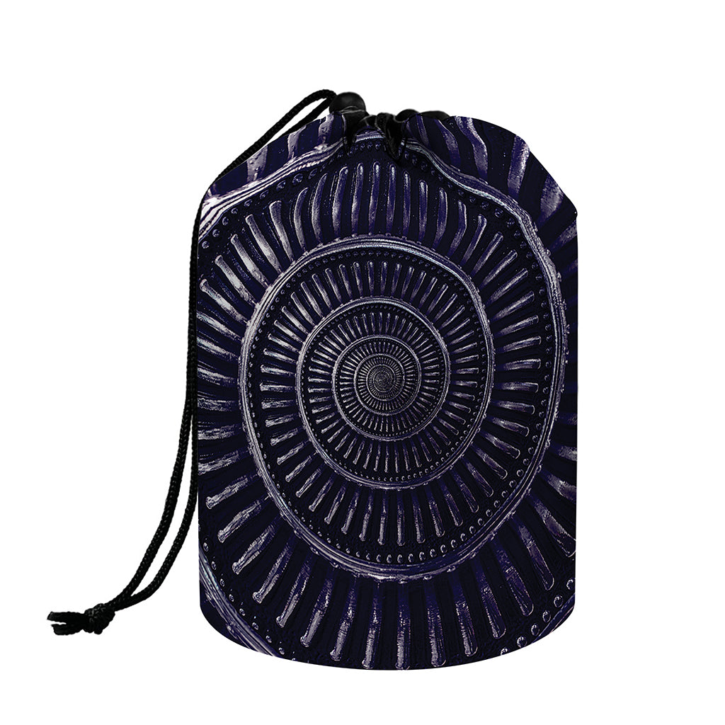 Dark Navy Metal Spiral Print Drawstring Makeup Bag