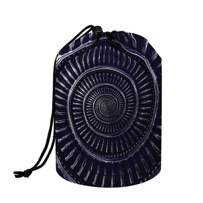 Dark Navy Metal Spiral Print Drawstring Makeup Bag