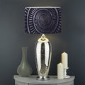 Dark Navy Metal Spiral Print Drum Lamp Shade