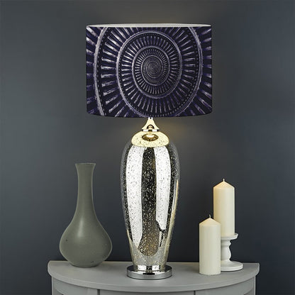 Dark Navy Metal Spiral Print Drum Lamp Shade