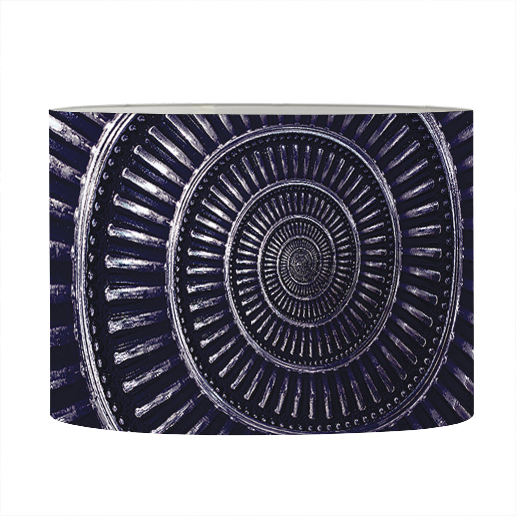 Dark Navy Metal Spiral Print Drum Lamp Shade