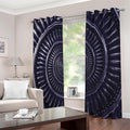 Dark Navy Metal Spiral Print Extra Wide Grommet Curtains