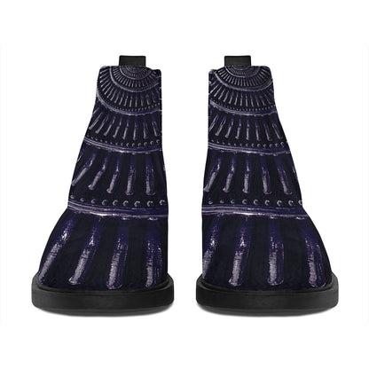 Dark Navy Metal Spiral Print Flat Ankle Boots
