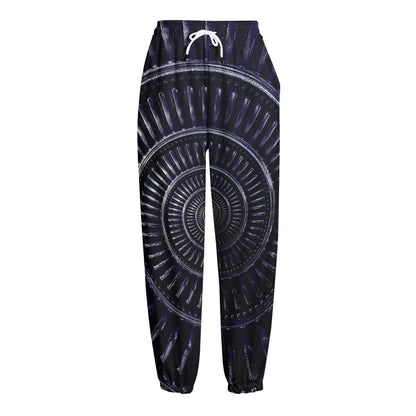 Dark Navy Metal Spiral Print Fleece Lined Knit Pants