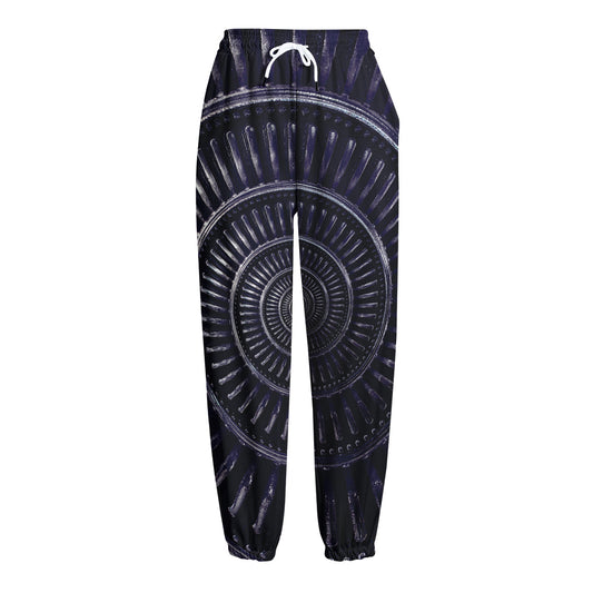 Dark Navy Metal Spiral Print Fleece Lined Knit Pants