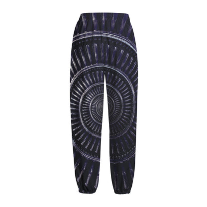 Dark Navy Metal Spiral Print Fleece Lined Knit Pants
