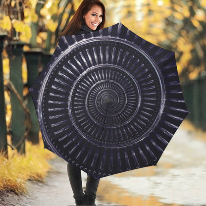 Dark Navy Metal Spiral Print Foldable Umbrella