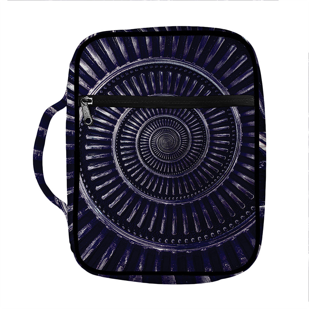 Dark Navy Metal Spiral Print Front Pocket Bible Bag