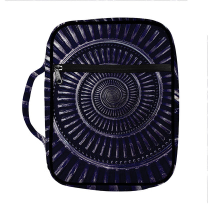 Dark Navy Metal Spiral Print Front Pocket Bible Bag