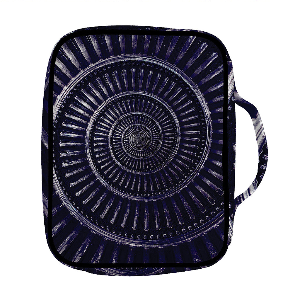 Dark Navy Metal Spiral Print Front Pocket Bible Bag