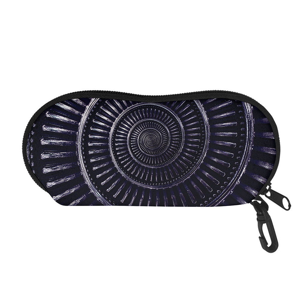 Dark Navy Metal Spiral Print Glasses Case