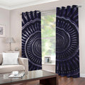 Dark Navy Metal Spiral Print Grommet Curtains
