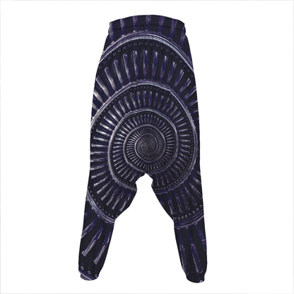 Dark Navy Metal Spiral Print Hammer Pants
