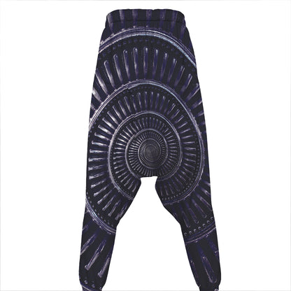 Dark Navy Metal Spiral Print Hammer Pants