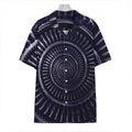 Dark Navy Metal Spiral Print Hawaiian Shirt
