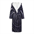 Dark Navy Metal Spiral Print Hooded Bathrobe
