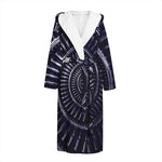 Dark Navy Metal Spiral Print Hooded Bathrobe