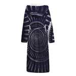 Dark Navy Metal Spiral Print Hooded Bathrobe