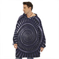 Dark Navy Metal Spiral Print Hoodie Blanket