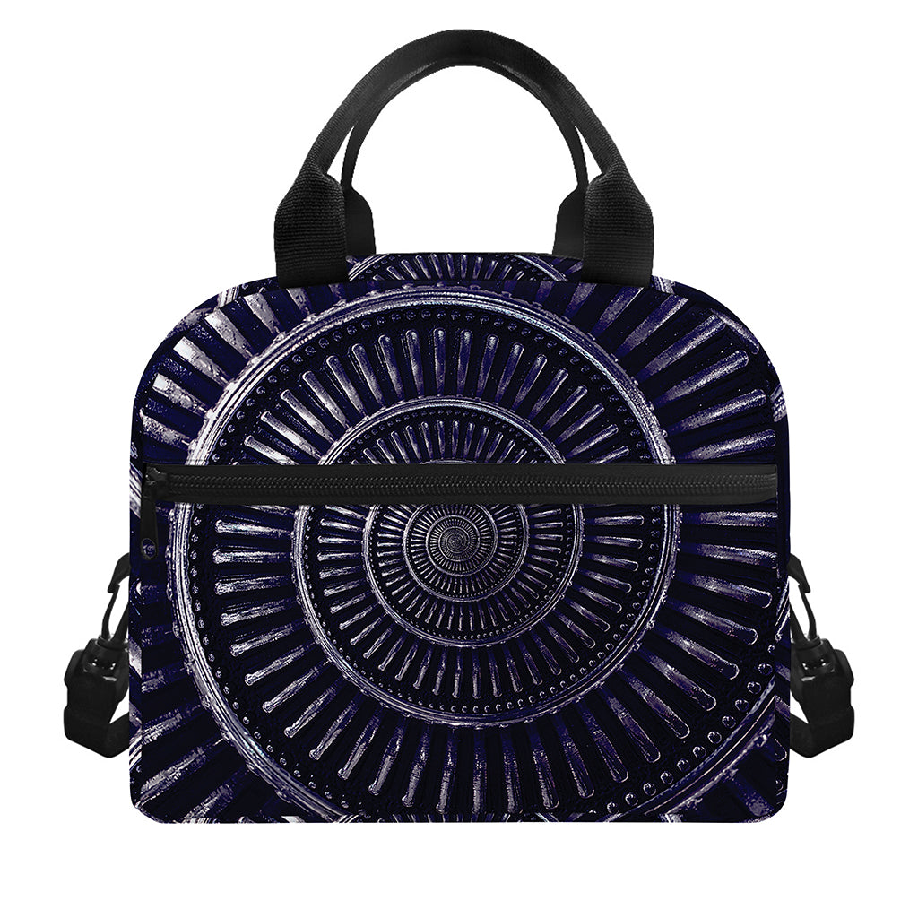 Dark Navy Metal Spiral Print Insulated Lunch Bag
