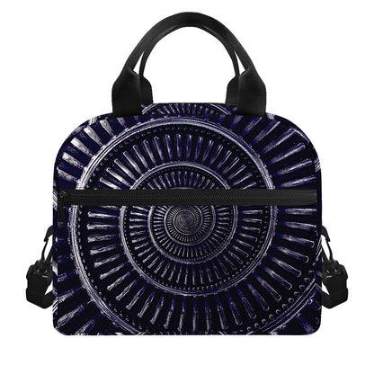 Dark Navy Metal Spiral Print Insulated Lunch Bag