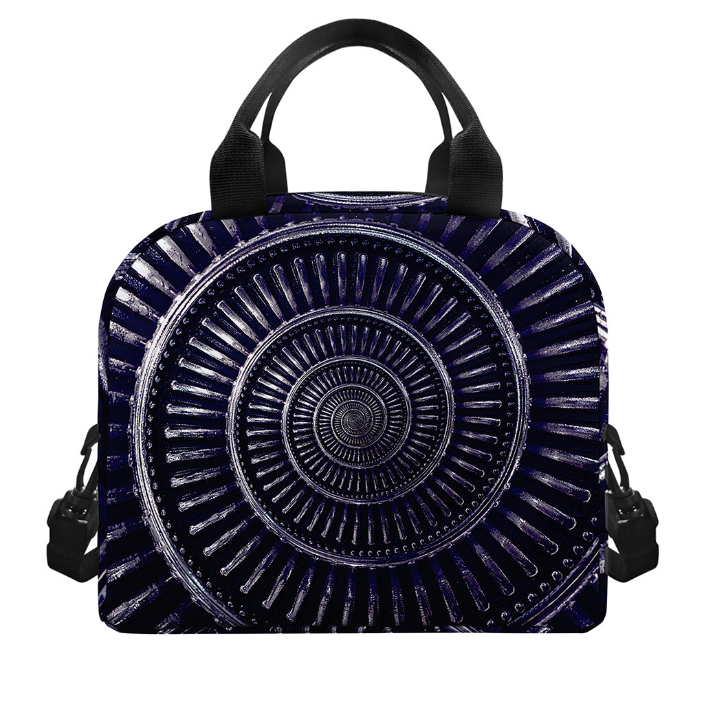 Dark Navy Metal Spiral Print Insulated Lunch Bag