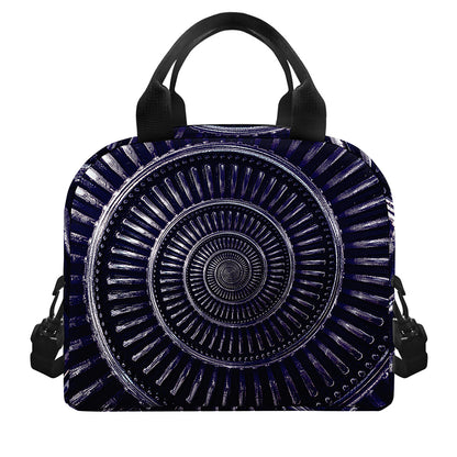 Dark Navy Metal Spiral Print Insulated Lunch Bag