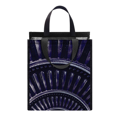 Dark Navy Metal Spiral Print Insulated Lunch Tote