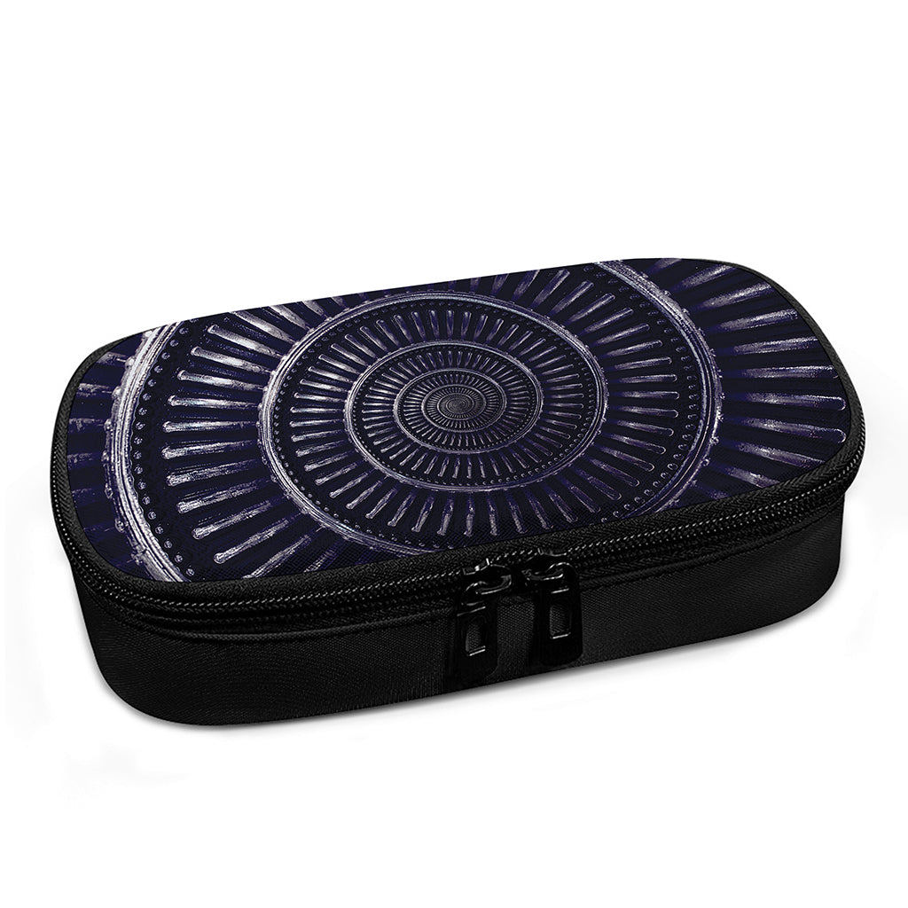 Dark Navy Metal Spiral Print Insulin Cooler Travel Case