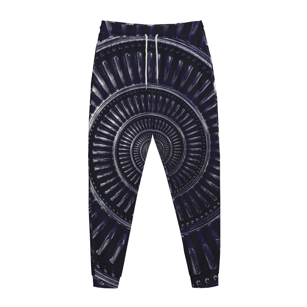 Dark Navy Metal Spiral Print Jogger Pants