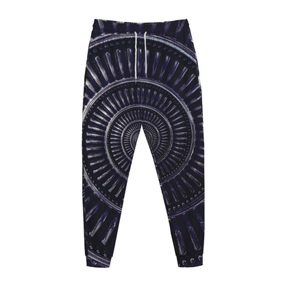 Dark Navy Metal Spiral Print Jogger Pants