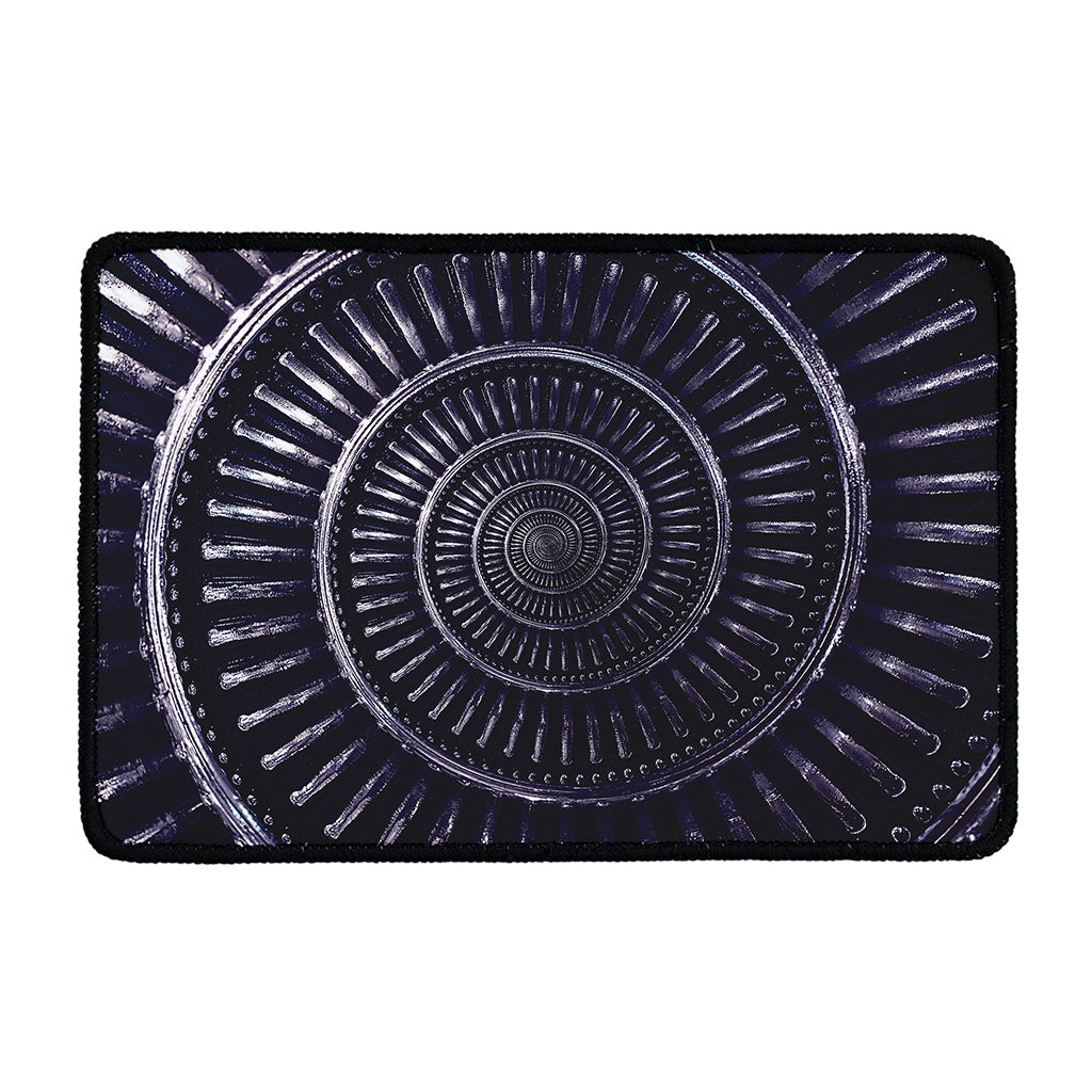 Dark Navy Metal Spiral Print Kitchen Mat