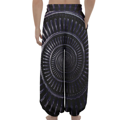 Dark Navy Metal Spiral Print Lantern Pants