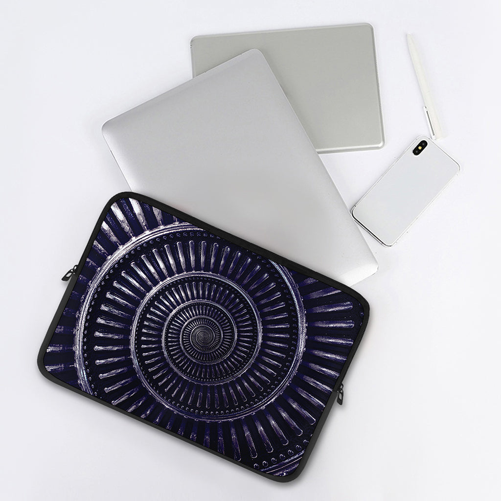 Dark Navy Metal Spiral Print Laptop Sleeve