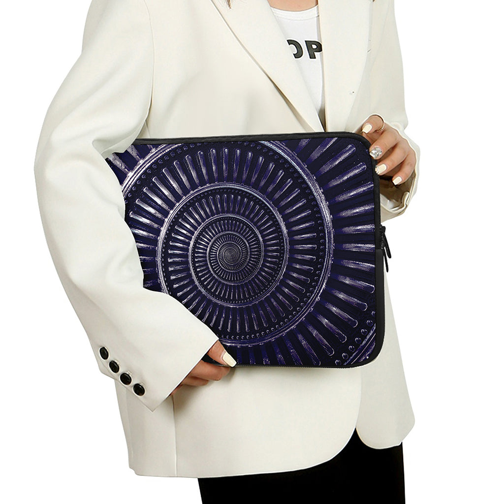 Dark Navy Metal Spiral Print Laptop Sleeve