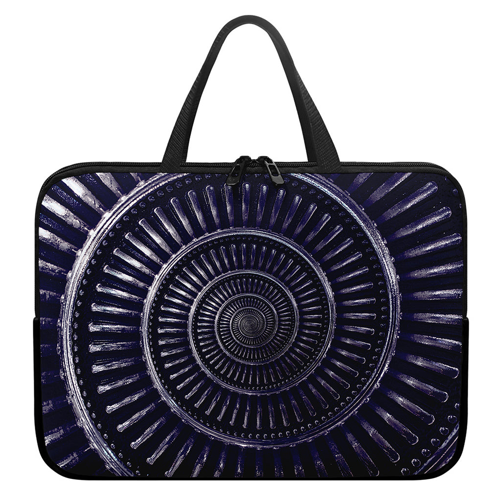 Dark Navy Metal Spiral Print Laptop Sleeve With Handle