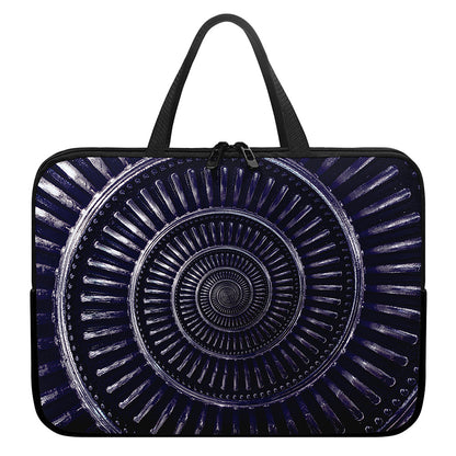 Dark Navy Metal Spiral Print Laptop Sleeve With Handle