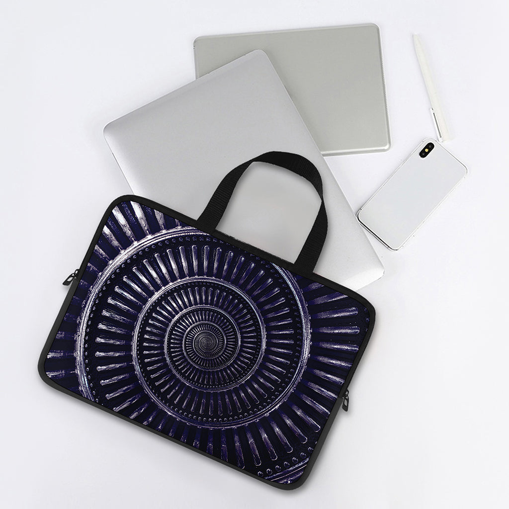 Dark Navy Metal Spiral Print Laptop Sleeve With Handle