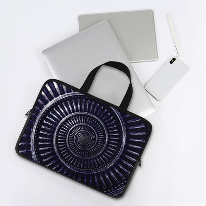 Dark Navy Metal Spiral Print Laptop Sleeve With Handle