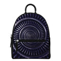 Dark Navy Metal Spiral Print Leather Backpack
