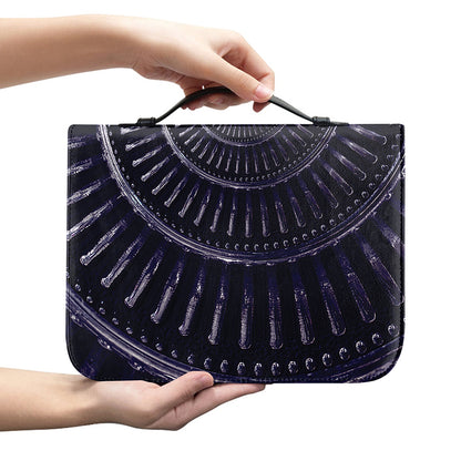 Dark Navy Metal Spiral Print Leather Bible Cover
