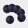 Dark Navy Metal Spiral Print Leather Coaster Set