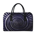 Dark Navy Metal Spiral Print Leather Duffel Bag