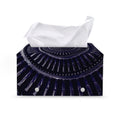 Dark Navy Metal Spiral Print Leather Tissue Box Cover