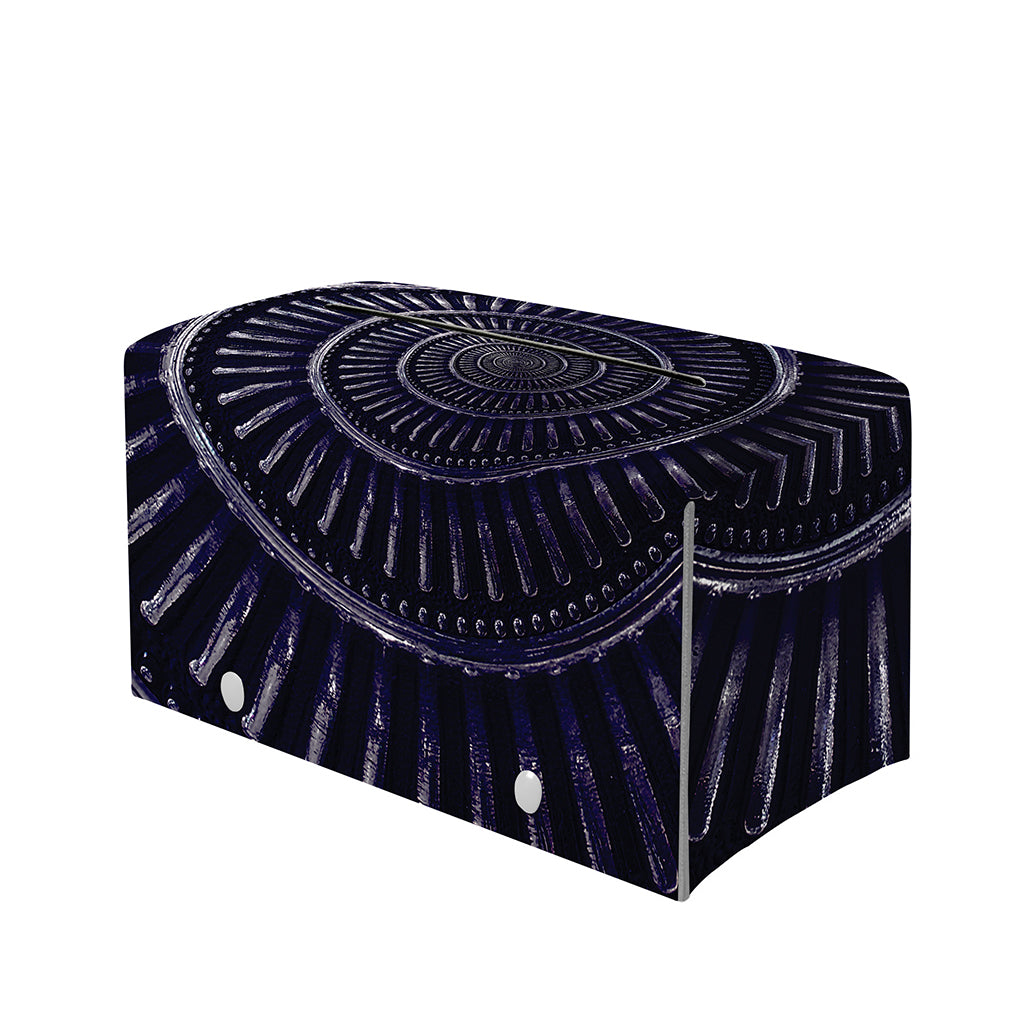 Dark Navy Metal Spiral Print Leather Tissue Box Cover