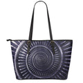 Dark Navy Metal Spiral Print Leather Tote Bag With Zipper