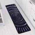 Dark Navy Metal Spiral Print Long Kitchen Mat
